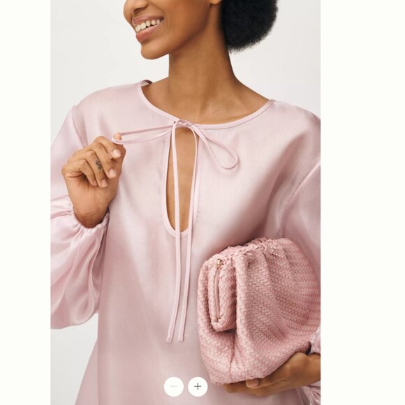 Anthropologie Pink Satin Dress - Picture 2 of 8